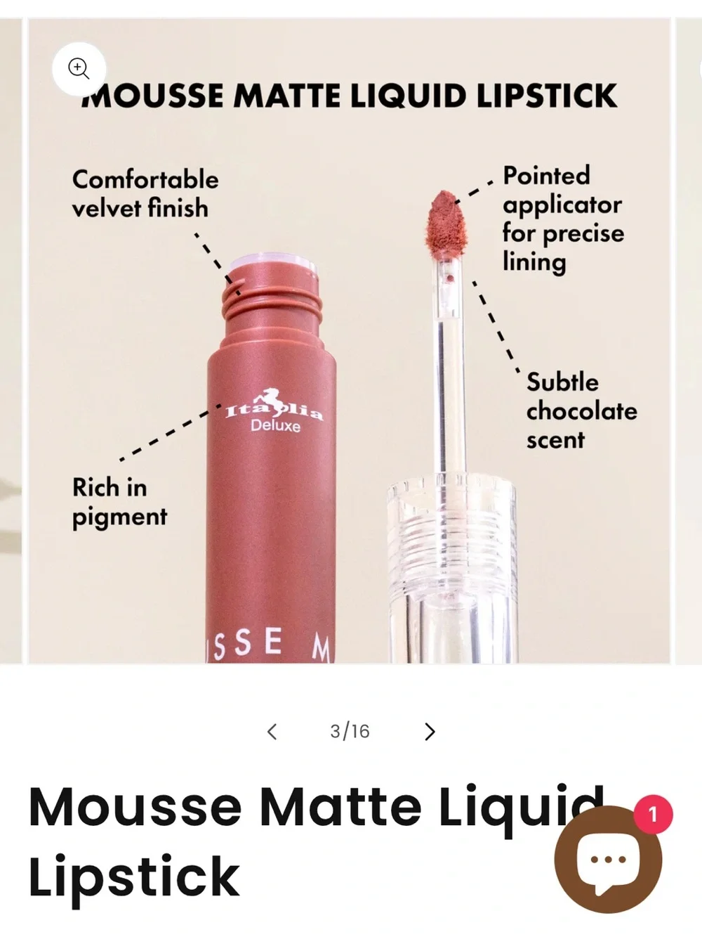 Italia Deluxe Mousse Matte Liquid Lipstick — Warm Brown